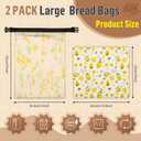 2 Pack Reusable Bread Bags with Extra Beeswax Wrap, Large Freezer Sourdough Zipper Storage Bag for Homemade Bread to Keep Foods Fresh (Beige+Green)