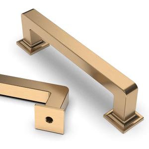 Asidrama 10 Pack 3.75 Inch(96mm) Champagne Bronze Kitchen Cabinet Handles, Brushed Brass Cabinet Pulls Gold Kitchen Cabinet Hardware Cupboard Handles Drawer Pulls Dresser Handles