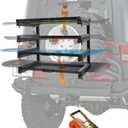 Spare Tire Ski Rack with Two Ratchet Straps, Fits All Full-Size Spare Tire, Accommodates 8 Snowboards & 16 Skis Carrier, Compatible with Most Wrangler Bronco SUVs