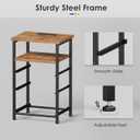 Nightstand with Charging Station, LED Night Stand with Drawers (Fabric), Bedside Table with Open Shelf, End Table with Steel Frame, 3 Drawer Dresser for Bedroom, Small Space, Rustic Brown