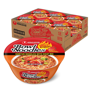 Nongshim Kimchi Instant Ramen Noodle Bowl Soup Mix, 3.03 Ounce (Pack of 12) Korean Ramyun with Veggies, Microwaveable,  BBD April 12, 2027