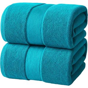 Infinitee Xclusives Luxury Bath Sheets Towels  2 Pack 600 GSM (35X70 Inches) 100% Ring Spun Cotton Large Bath Towels for Bathroom (Serene Teal, Bath Sheet Pack of 2)