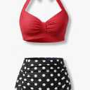 Holipick Women High Waisted Bikini Set Two Piece Swimsuit Tummy Control Bathing Suit Vintage Halter Swimwear, Size XXL