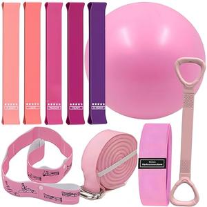Pilates Set – Home Pilates Equipment for Women Kit with Magic Circle Pilates Ring and Ball Set, Resistance Bands & Massage Balls & Exercise Bands for Toning,Flexibility & Core Strength (Light Pink)