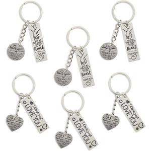 Couples Keychains for Him and Her, I Love You in 2 Designs (6 Pack)