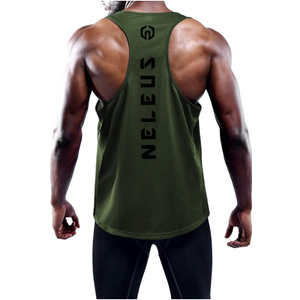 NELEUS Men's 1 Pack Dry Fit Green Muscle Tank Workout Gym Shirt, L