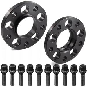 GAsupply 5x120mm Wheel Spacers 15mm, 2PCS Hubcentric Forged Spacer Hub Bore 72.56mm Thread Pitch M12x1.5 with Lug Bolts, Compatible with E36 E46 E90 E92 E60 318i 323i 325i 328i 330i 335i 525i 545i (black)