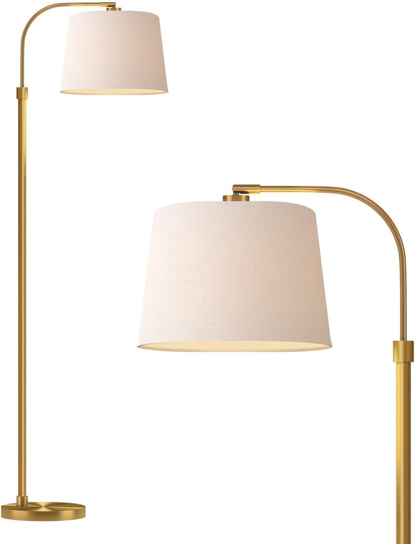 Oneach 62" Gold Floor Lamp for Living Rooms Tall Arc Standing Lamps for Bedrooms Industrial Corner Nursery Girls Kid Vintage Mid-Century Modern Reading Light Office Antique Brass Shade Lantern