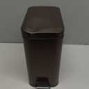 Homie Soft Close, Slim Trash Can 1.6 Gallon with Anti - Bag Slip Liner and Lid, Use as Mini Garbage Basket, Slim Dust Bin, or Decor in Bathroom, Restroom, Kitchen, or Bedroom (Bronze)