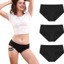 Carer 3pk Period Underwear for Women Washable Leak Proof Underwear for Womens Menstrual Heavy Flow Bladder Leak Mild Incontinence Underwear for Women Black M