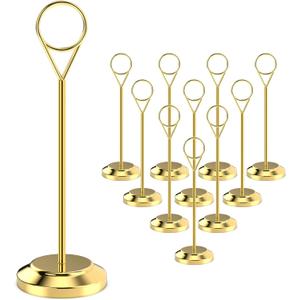 12 Pcs Gold Table Number Holders, 6 Inch Tall Place Card Holders for Table, Sturdy Photo Picture Holders with Anti-Tip Base for Wedding Reception, Party, and Event Centerpiece