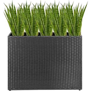 HPC Decor Planters, Plastic Planter for Outdoor Plants Handmade Wicker Large Rectangular Block Planter Box with Removable Liners, Modern Planter for Indoor Outdoor Patio Porch Deck., H 24.8" X L 32.48" X B 11.41"