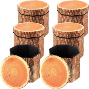 Amylove 6 Pack Tree Stump Storage Stool 12 x 12 Inch Stool Ottoman, Cute Folding Storage Toy Box with Foam Cushion, Collapsible Seat Chest (Classic) Amylove 6 Pack Tree Stump Storage Stool 12 x 12 Inch Stool Ottoman, Cute Folding Storage Toy Box with Foam Cushion, Collapsible Seat Chest (Classic)