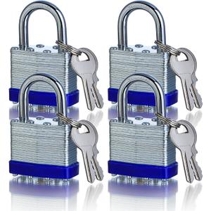 4 Pack Keyed Alike Padlocks High Security Padlocks with Same Keys 2.6''*1.7'' Heavy Duty Padlock with Key Locks with Same Keys Outdoor Use All Weather Resistant