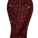 Women's Formal Evening Gown Elegant Rhinestone Long Prom Dress Wedding Guest Party Cocktail Bridesmaid Maxi Dress (#1 Burgundy, Small)
