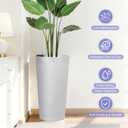 24in Tall Self-Watering Planters Set of 2, White | Water level indicator, Self-watering irrigation system, Non-toxic PP plastic, Weather Resistant, Indoor Outdoor Use