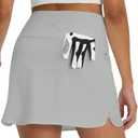 M MAELREG Tennis Skirts for Women Stretchy Mini Lined Shorts Dressy Casual Skort High Waisted Tummy Control Golf Skirts (Gray, XL)
