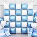 Blue White Square Foil Balloon Wall,25Pcs Double Sided Foil Balloons Backdrop Helium Polyester Tunnel Arch Garland Kit for Birthday Bridal Anniversary Baby Shower Party Decorations