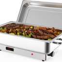 Electric Chafing Dish, 9QT Rectangular Stainless Steel Chafing Dish Buffet Set, Commercial Food Warmer with Temperature Control Display for Parties, Catering, Festivals (1/1 Full Size)