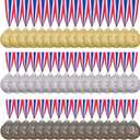 IHPUKIDI 48 Pack Gold Award Medals Olympic Style Metal Winner Medals Gold Prizes for Sports, Competitions, Party, 2 Inches