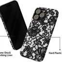 Magnetic Phone Case Compatible with iPhone 17, Black Lace Print Compatible with MagSafe Gothic Floral Film Print Hard PC Shell Soft TPU Liner Shockproof Cover for Women