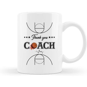 QUICQOD Coach Gifts Coffee Mug,Thank You Coach Gifts White Ceramic Mug,Birthday Retirement Gift,Appreciation Gifts for Coach 11Oz (thank you coach)