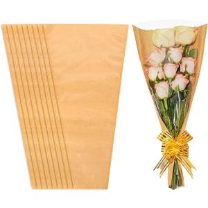 JOYIT Flower Bags for Bouquets, 50PCS Kraft Wrapping Bags, 9.8in x 18in Floral Wrapping Paper Sleeves for Floral bouquets Packaging