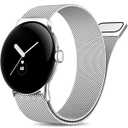 JKD Bands Compatible with Google Pixel Watch Band Women Men, Soft Stainless Steel Metal Mesh Loop Strap Wristband for Google Pixel Watch/ Pixel 2 Watch, Silver