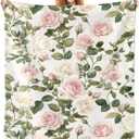 Pink Cream Roses Throw Blanket Spring Summer Lightweight Flannel Bedding Blanket,Washable Fleece Throw Botanical Floral Blanket Cozy Blankets for Bed, Couch, Sofa, Camping,80''x 60''