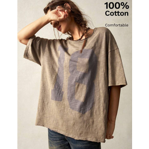 Bohemela Women Casual Solid Color Knit Round Neck Short Sleeve Loose Regular T-Shirt, SIZE S