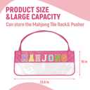2 x RAWILL Mahjong Tile Bag with Shoulder Straps, Empty Mahjong Bags for Tiles and Racks, Case for American Mah Jong Set with Metal Zipper and Letters - Hot Pink (Case Only)
