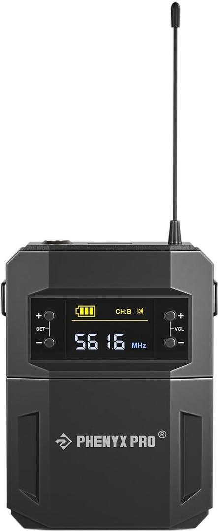 Phenyx Pro Wireless Bodypack Transmitter, UHF Bodypack with 3-Pin XLR Jack, Selectable 30 Frequencies, Compatible with PTU-52/PTU-5200/PTU-4200 Wireless Microphone System (PWB-4200)