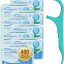 480 Count Dental Floss Picks  Mint Flavored Flossers with Built-in Toothpick for Deep Cleaning  8 Portable Boxes of 60  Strong & Smooth Floss Sticks for Family Home Travel for Adults