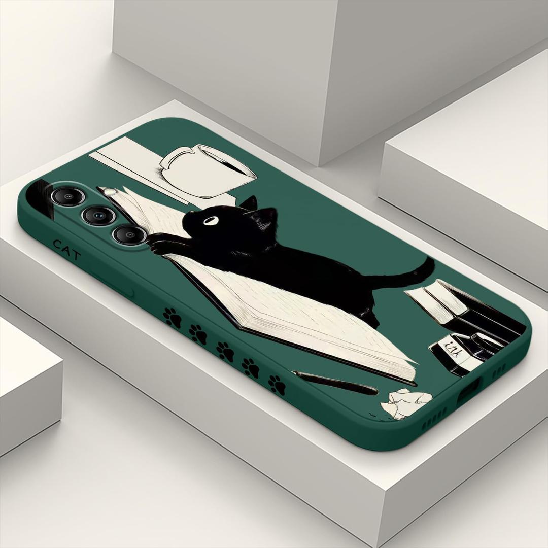 Samsung A16 5G Case Fashionable Design Drop Proof Lliquid Silicone for Galaxy A16 5G Phone Cover 6.7 inch, Cat Green