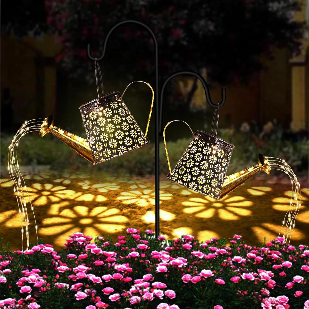 Tonitrui Solar Watering Can with Lights, 2-Pack Solar Light Garden Decor for Outside, Pathway Walkway Patio Yard Outdoor Decoration Gift (Warm White 90LED)