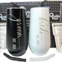 QualityVibe Wedding Gift Bride & Groom EST. 2025 Tiny Champagne Flute Tumblers 6 oz, Couples Gift for Bride & Groom, Bride to Be Gift, Present for Newlyweds