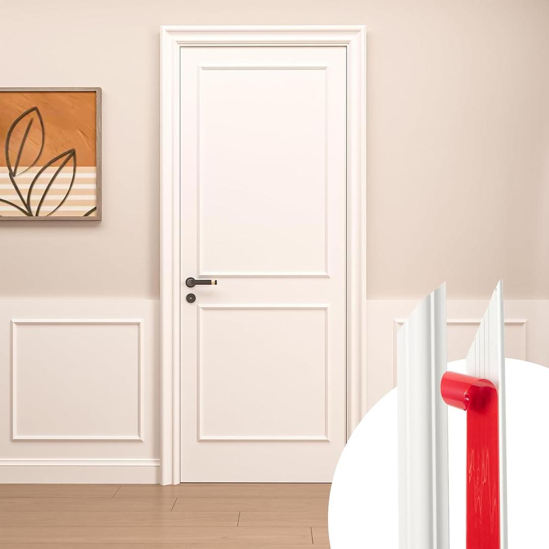 Art3d Premade Peel and Stick Door Moulding Trim Kit, Self-Adhesive Paintable Wainscoting Panels for Frame Decor & Wall Accents, 1 Set-2 Frames, Top 22"x36" and Bottom 22"x24"