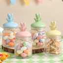 Spring Glass Candy Jar Decor - 4 PCS Tulip Candy Jars with Ceramic Lids, Spring Table Decor, Tulip Decorative Jars for Farmhouse Home Decorations, Candy Jar Decorations for Table Centerpiece