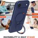 Compatible with iPhone Air Case with Stand, Full Camera Protection Slim Liquid Silicone Phone Cases for iPhone 17 Air Compatible with MagSafe Magnetic Ring Kickstand Case 6.5", Dark Blue