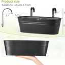 Dahey 4 Pcs Metal Hanging Flower Pots for Railing Fence Outdoor Planter 15.7 Inch Hanging Bucket Pots Countryside Window Flower Plant Holder with Detachable Hooks for Garden Yard Home Decor,Black