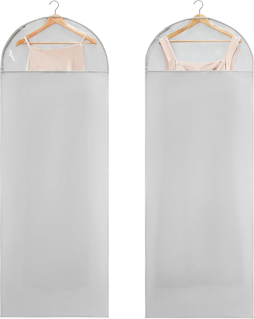 Carbrea 66 Inch Garment Bags for Hanging Clothes - Long Dress Bags for Gowms Closet Wardrobe Storage Travel - 2 Pack