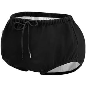 Reusable Adult Swim Diaper Special Needs, Incontinence Plastic Pants Cloth Diaper Cover, Waterproof Training Rubber Underwear (Black, S)