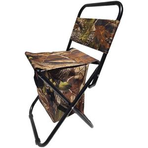 Portable Camping Folding Chair, Outdoor Fishing Multifunctional Heat Preservation Stool with Ice Bag, Camouflage, 600D Oxford Cloth + PVC Waterproof Coating + Steel Pipe