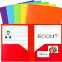 EOOUT 24pcs Folders with Pockets, Plastic Pocket Folders, 2 Pocket Folders with 2 Business Card Holder, 6 Colors, Letter Size, A4 Size, for Office, Teaching, Students and School