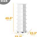 SpaceAid Spinning Shoe Rack with Wheels, 7 Tier Rotating Organizer Shoe Tower Lazy Susan with Thick Bottom, 360 Display Revolving Storage Shelf, Round Circular Rotate Organization, White, 65.8" H, 7-Tier