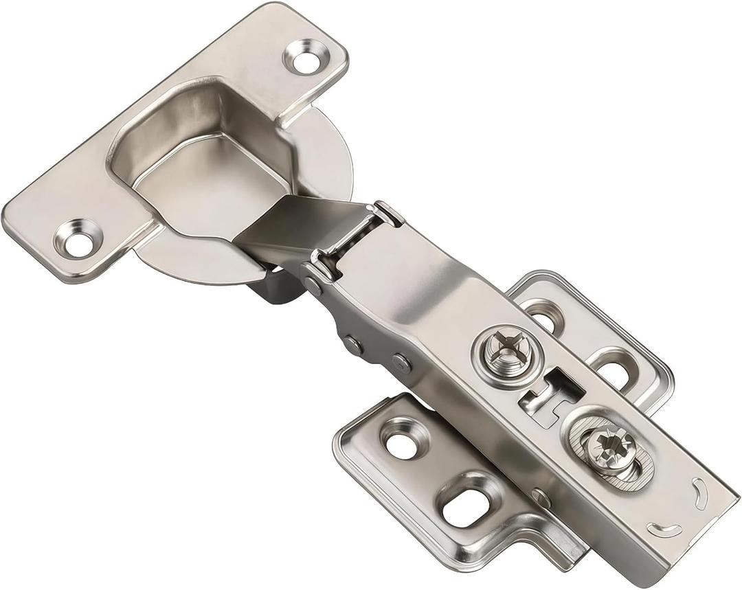 40mm Cup Full Overlay Soft Close Cabinet Hinges for Thick Door Full Overlay Concealed Cabinet Hinges with Screws Nickel Finish 2 Pcs