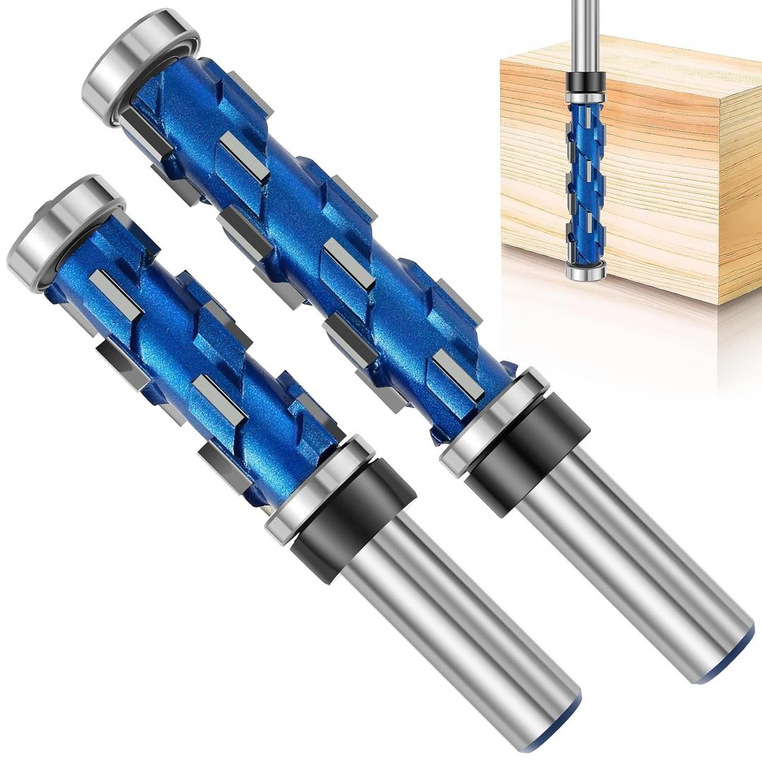2Pcs 1/2inch Shank Flush Trim Router Bit Set Carbide Flush Trimming Bit Professional Double Bearing Spiral Trimming Tool Woodworking Milling Cutter Tool for Wood MDF Hardwood(2PCS)