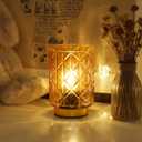 Battery Operated Table Lamp with Timer for Bookshelf/Bedside,Cordless Small Cozy Ambience Decorative Glass Lamps for Nightstand/Dorm/Office Cubicle/Desk/Counter Table Decor(Golden)