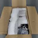 Montage Mid Century Arched Floor Lamp - Tall Modern Standing Lamp with Blue Linen Shade, E26 Socket, Footswitch for Living Room, Bedrooms, Office, Corner