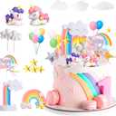 23 PCS Unicorn Cake Topper Rainbow Cake Decorations, Rainbow Butterflies Colorful Balls Happy Birthday Cake Decorations for Unicorn Birthday Party Supplies